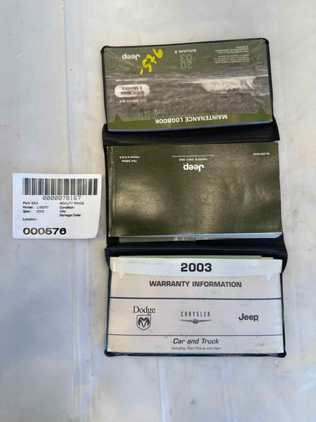 2003 JEEP LIBERTY Owners Factory Repair Manual Maintenance Logbook Set With Case