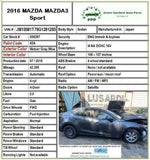 2016 MAZDA 3 Windshield Wiper Transmission Linkages with Motor G