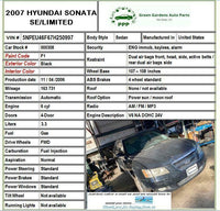 2006-2008 HYUNDAI SONATA Rear Back Door Vent Glass Window Right Passenger Side G