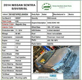 2014 NISSAN SENTRA Engine Control Module (1.8L) A/T Code NEC009-637 G