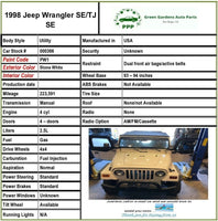 1998 JEEP WRANGLER Clutch and Brake Pedal Assembly Manual Transmission 2.5L G