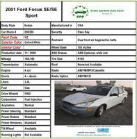 2001 FORD FOCUS Trunk Decklid Hatch Tailgate Paint Code: YZ Fits: 2000 - 2004 T