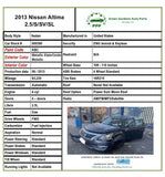 2013 NISSAN ALTIMA 2.5L Sedan Hood and Gas Tank Door Release Lever A/T 4-Doors T