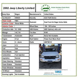 2002 - 2007 JEEP LIBERTY Limited Wagon 4 Door Rear Door Paint Code PW1 Left Side