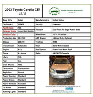 2003 TOYOTA COROLLA Sedan 1.8L 4 Door Manual Door Window Crank Handle Knob Lever
