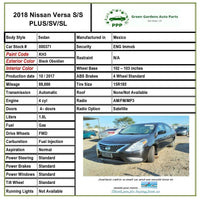 2016 - 2019 NISSAN VERSA Sedan Front Driver Side Seat Assembly Manual Cloth