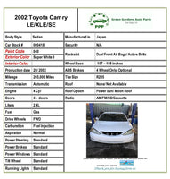 2002 - 2006 TOYOTA CAMRY LE Sedan 4 Door Front Bonnet Hood Paint Code 040 White