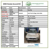 1998 - 2002 HONDA ACCORD Sedan Rear Fuel Filler Tank Door Paint Code YR524M